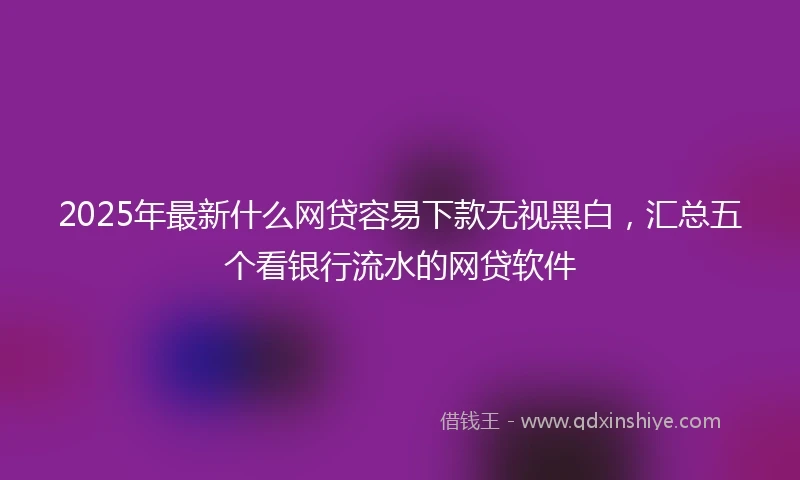 2025年最新什么网贷容易下款无视黑白，汇总五个看银行流水的网贷软件