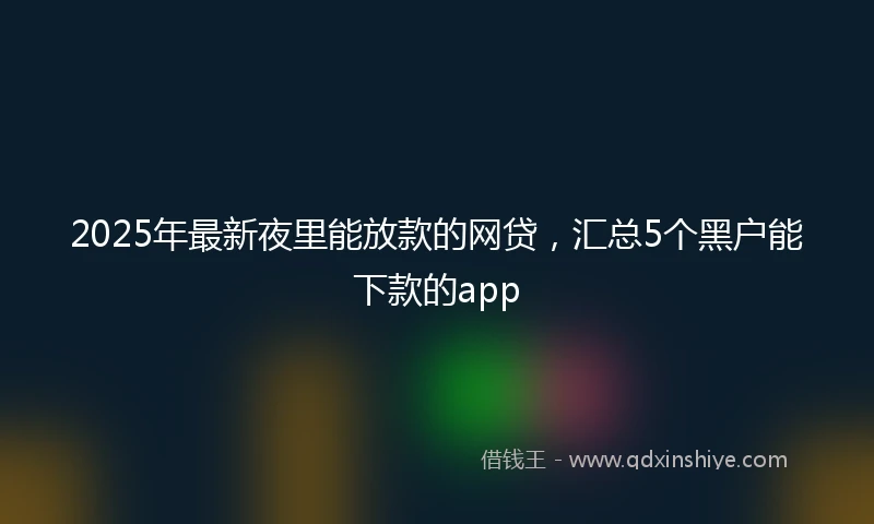 2025年最新夜里能放款的网贷，汇总5个黑户能下款的app
