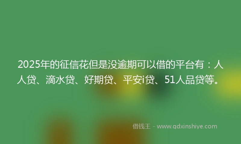 2025年的征信花但是没逾期可以借的平台有：人人贷、滴水贷、好期贷、平安i贷、51人品贷等。