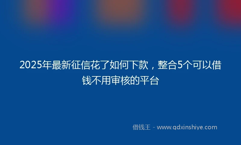 2025年最新征信花了如何下款，整合5个可以借钱不用审核的平台