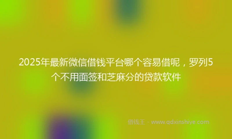 2025年最新微信借钱平台哪个容易借呢，罗列5个不用面签和芝麻分的贷款软件