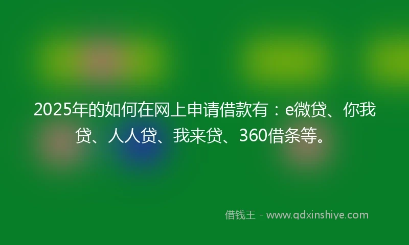 2025年的如何在网上申请借款有：e微贷、你我贷、人人贷、我来贷、360借条等。