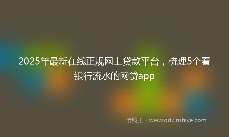 2025年最新在线正规网上贷款平台，梳理5个看银行流水的网贷app