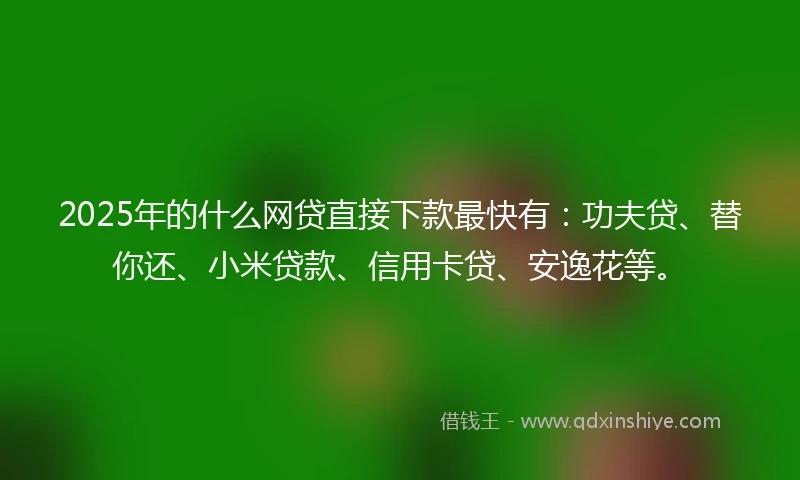 2025年的什么网贷直接下款最快有：功夫贷、替你还、小米贷款、信用卡贷、安逸花等。