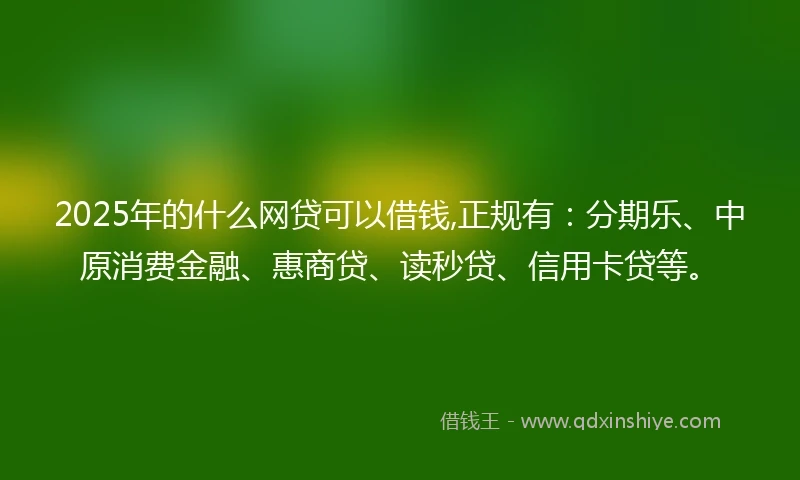 2025年的什么网贷可以借钱,正规有：分期乐、中原消费金融、惠商贷、读秒贷、信用卡贷等。