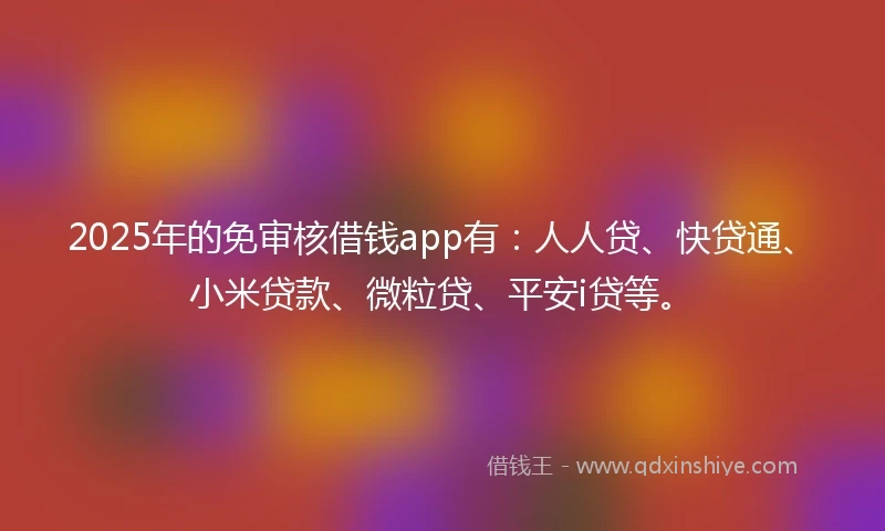2025年的免审核借钱app有：人人贷、快贷通、小米贷款、微粒贷、平安i贷等。