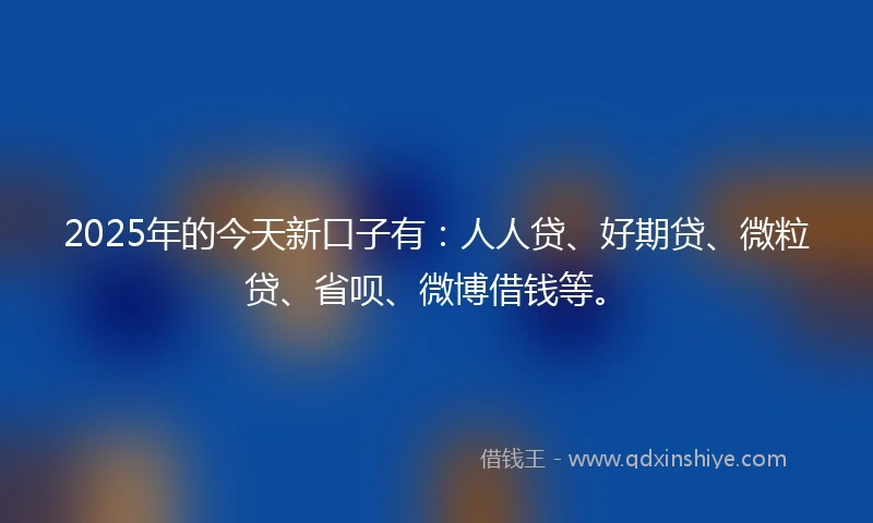 2025年的今天新口子有：人人贷、好期贷、微粒贷、省呗、微博借钱等。