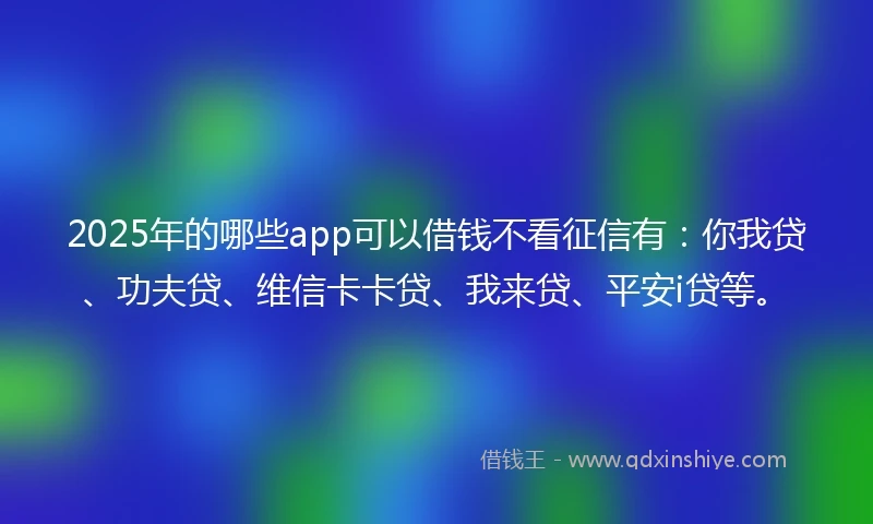 2025年的哪些app可以借钱不看征信有：你我贷、功夫贷、维信卡卡贷、我来贷、平安i贷等。