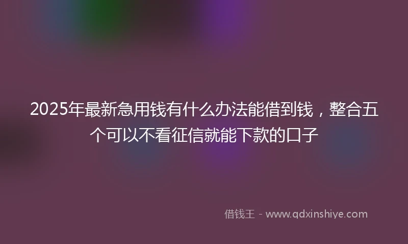 2025年最新急用钱有什么办法能借到钱，整合五个可以不看征信就能下款的口子