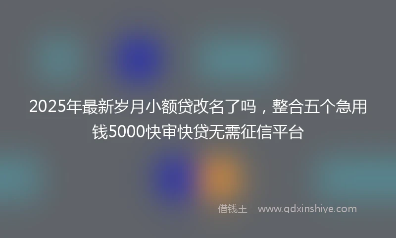 2025年最新岁月小额贷改名了吗，整合五个急用钱5000快审快贷无需征信平台