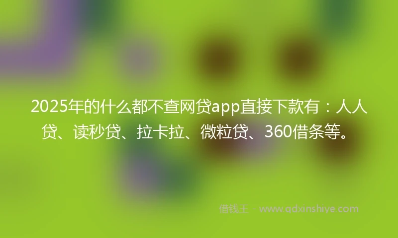 2025年的什么都不查网贷app直接下款有：人人贷、读秒贷、拉卡拉、微粒贷、360借条等。