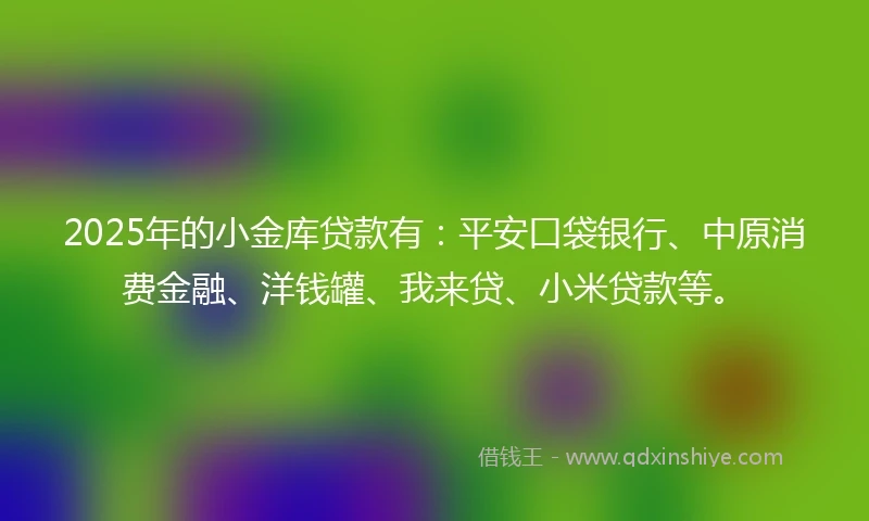 2025年的小金库贷款有：平安口袋银行、中原消费金融、洋钱罐、我来贷、小米贷款等。