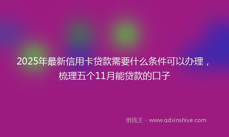 2025年最新信用卡贷款需要什么条件可以办理，梳理五个11月能贷款的口子
