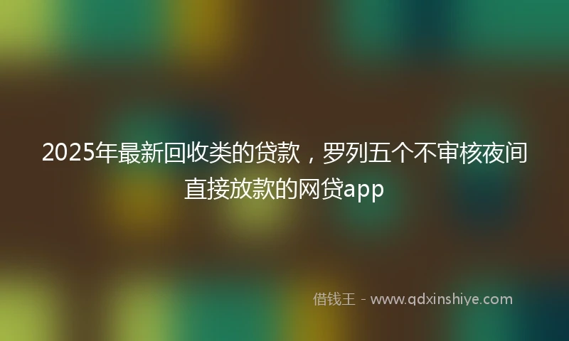 2025年最新回收类的贷款，罗列五个不审核夜间直接放款的网贷app