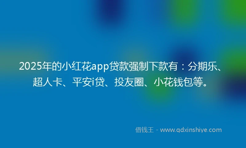 2025年的小红花app贷款强制下款有：分期乐、超人卡、平安i贷、投友圈、小花钱包等。