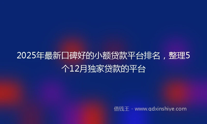 2025年最新口碑好的小额贷款平台排名，整理5个12月独家贷款的平台