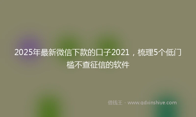 2025年最新微信下款的口子2021，梳理5个低门槛不查征信的软件
