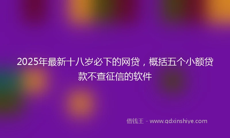 2025年最新十八岁必下的网贷，概括五个小额贷款不查征信的软件