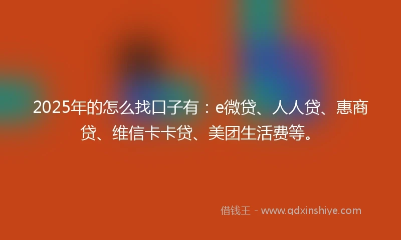 2025年的怎么找口子有：e微贷、人人贷、惠商贷、维信卡卡贷、美团生活费等。