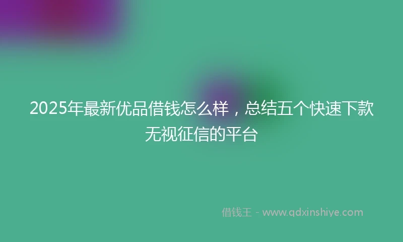 2025年最新优品借钱怎么样，总结五个快速下款无视征信的平台