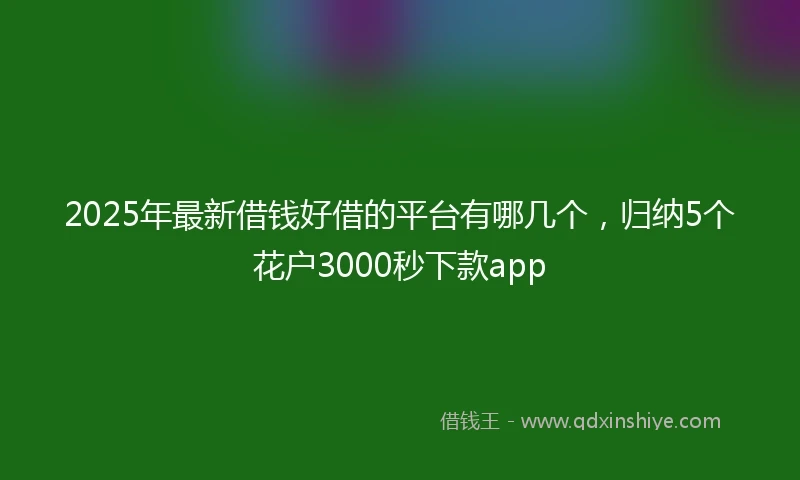 2025年最新借钱好借的平台有哪几个，归纳5个花户3000秒下款app