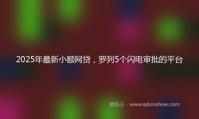 2025年最新小额网贷，罗列5个闪电审批的平台