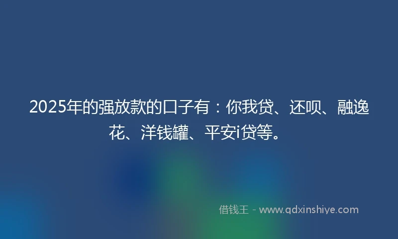 2025年的强放款的口子有：你我贷、还呗、融逸花、洋钱罐、平安i贷等。