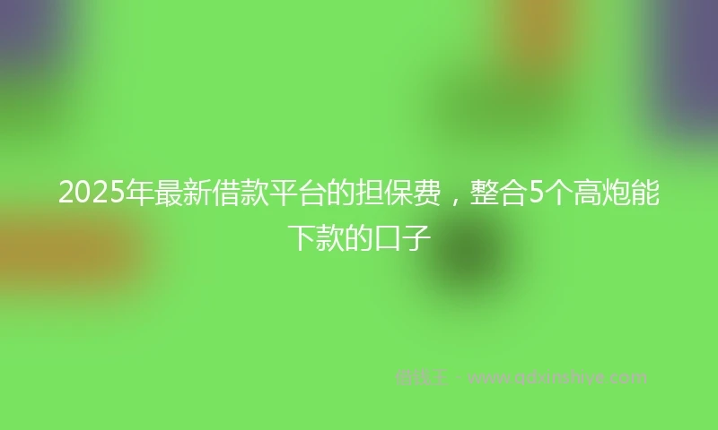 2025年最新借款平台的担保费，整合5个高炮能下款的口子