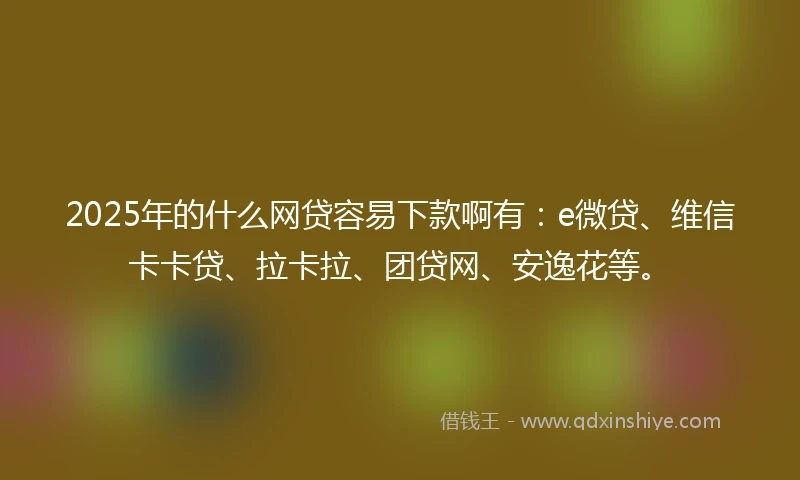 2025年的什么网贷容易下款啊有：e微贷、维信卡卡贷、拉卡拉、团贷网、安逸花等。