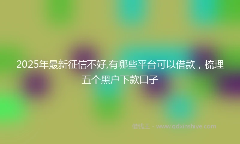 2025年最新征信不好,有哪些平台可以借款，梳理五个黑户下款口子