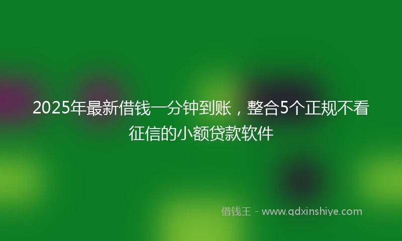 2025年最新借钱一分钟到账，整合5个正规不看征信的小额贷款软件