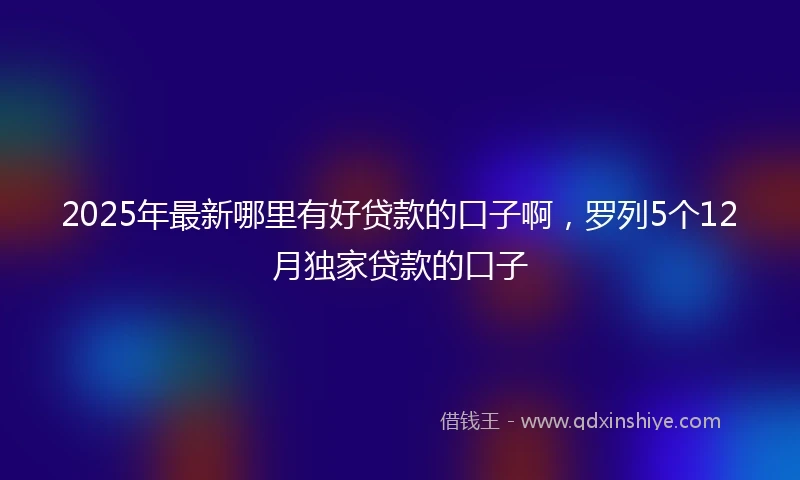 2025年最新哪里有好贷款的口子啊，罗列5个12月独家贷款的口子