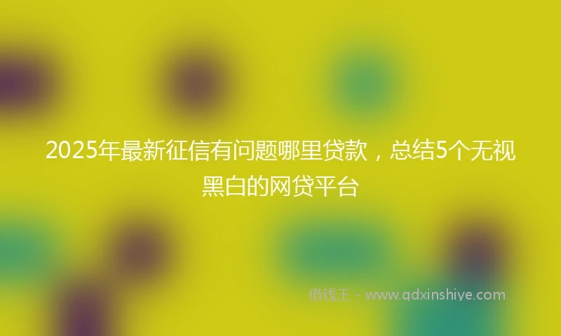 2025年最新征信有问题哪里贷款，总结5个无视黑白的网贷平台