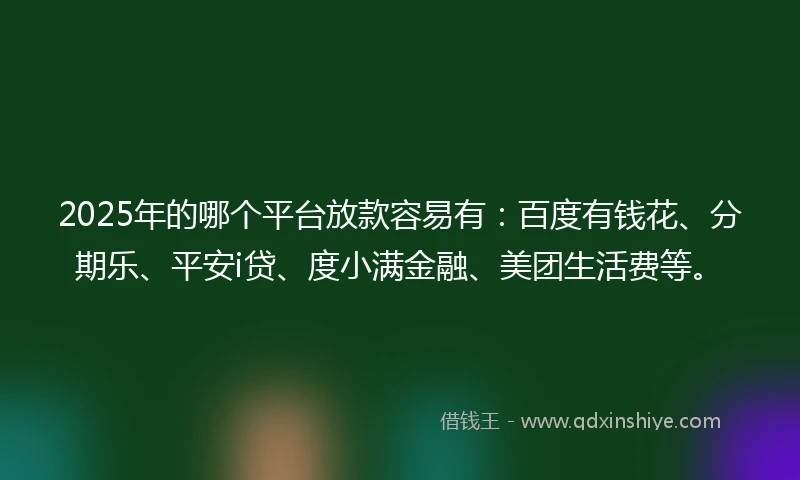 2025年的哪个平台放款容易有：百度有钱花、分期乐、平安i贷、度小满金融、美团生活费等。
