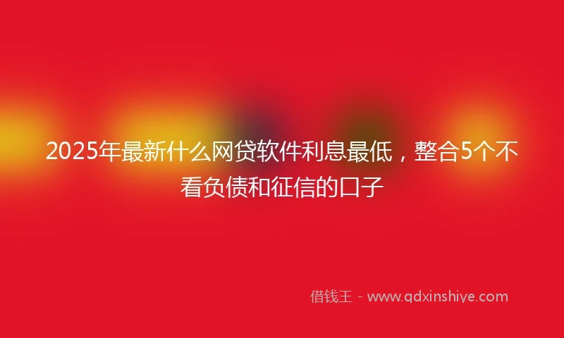 2025年最新什么网贷软件利息最低，整合5个不看负债和征信的口子