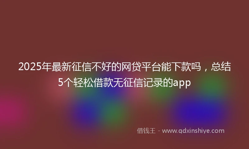 2025年最新征信不好的网贷平台能下款吗，总结5个轻松借款无征信记录的app