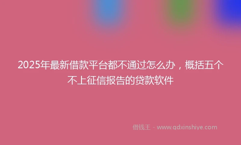 2025年最新借款平台都不通过怎么办，概括五个不上征信报告的贷款软件