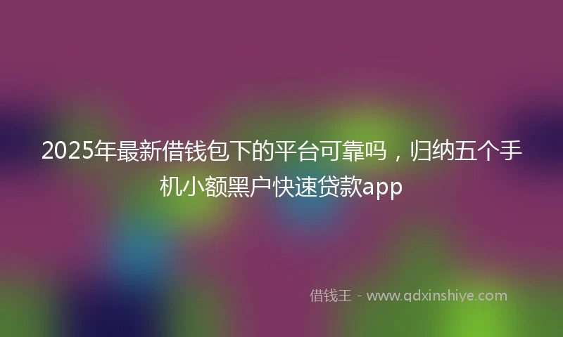 2025年最新借钱包下的平台可靠吗，归纳五个手机小额黑户快速贷款app