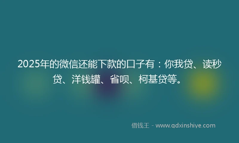 2025年的微信还能下款的口子有：你我贷、读秒贷、洋钱罐、省呗、柯基贷等。