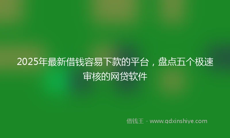 2025年最新借钱容易下款的平台，盘点五个极速审核的网贷软件