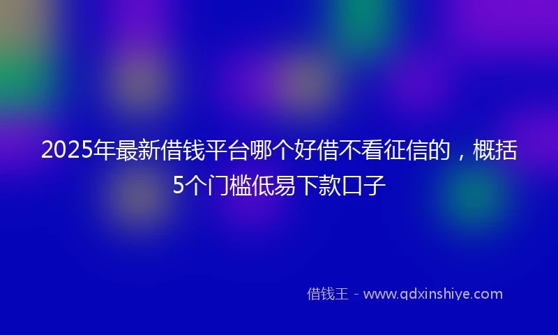 2025年最新借钱平台哪个好借不看征信的，概括5个门槛低易下款口子