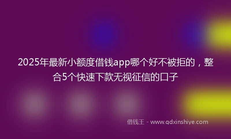 2025年最新小额度借钱app哪个好不被拒的，整合5个快速下款无视征信的口子