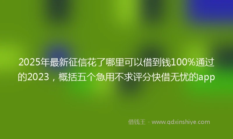 2025年最新征信花了哪里可以借到钱100%通过的2023，概括五个急用不求评分快借无忧的app