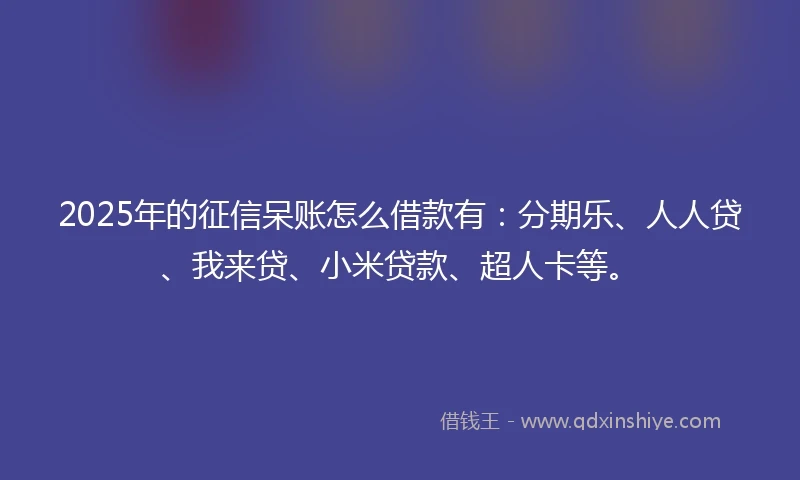 2025年的征信呆账怎么借款有：分期乐、人人贷、我来贷、小米贷款、超人卡等。