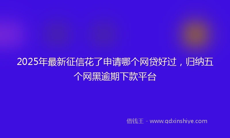 2025年最新征信花了申请哪个网贷好过，归纳五个网黑逾期下款平台