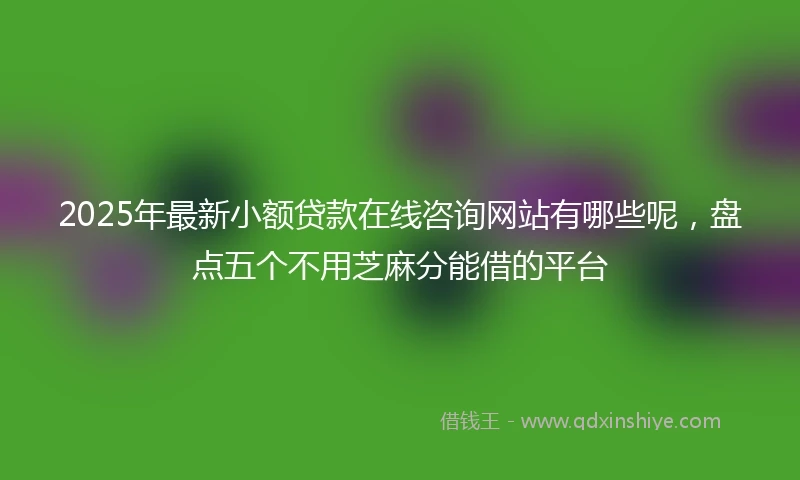 2025年最新小额贷款在线咨询网站有哪些呢，盘点五个不用芝麻分能借的平台
