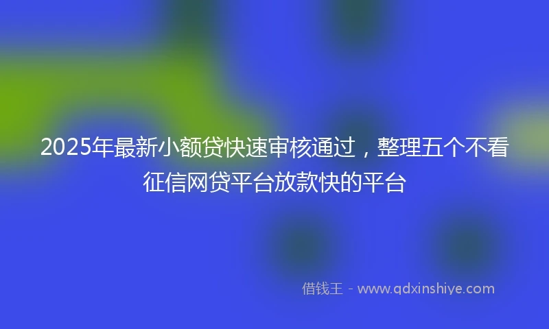 2025年最新小额贷快速审核通过，整理五个不看征信网贷平台放款快的平台