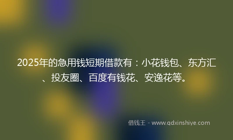 2025年的急用钱短期借款有：小花钱包、东方汇、投友圈、百度有钱花、安逸花等。