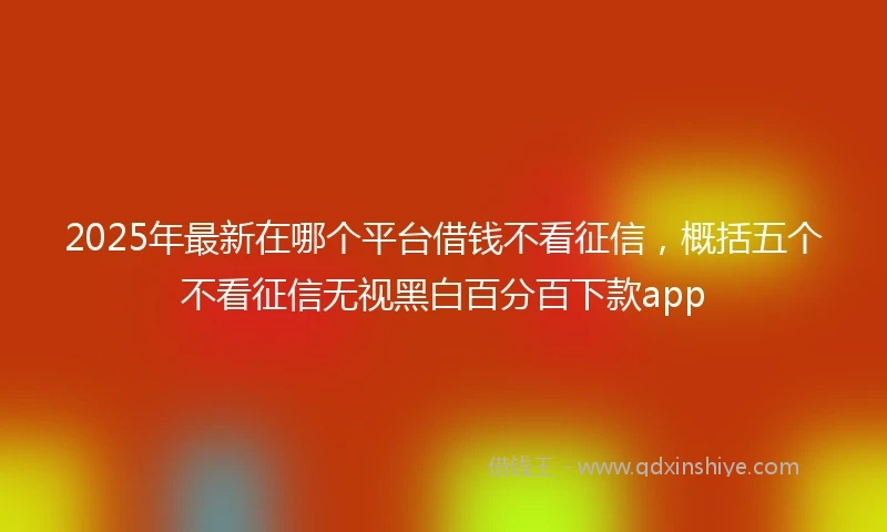 2025年最新在哪个平台借钱不看征信，概括五个不看征信无视黑白百分百下款app