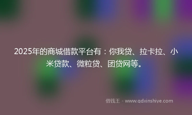2025年的商城借款平台有：你我贷、拉卡拉、小米贷款、微粒贷、团贷网等。